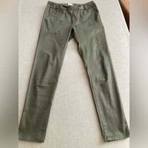 Bevy Flog Pull On Pants Army Green Charcoal Pinstripe Twill Cotton Blend Size 25